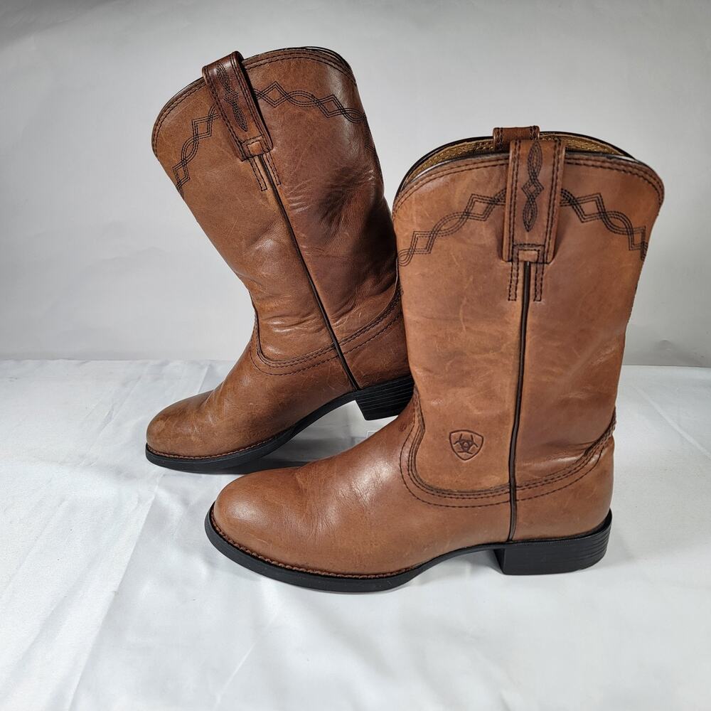 Ariat Heritage Roper Western Cowboy Boots Brown Leather Women's US 7B Distressed
